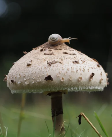 Snail on Mushroom Macro